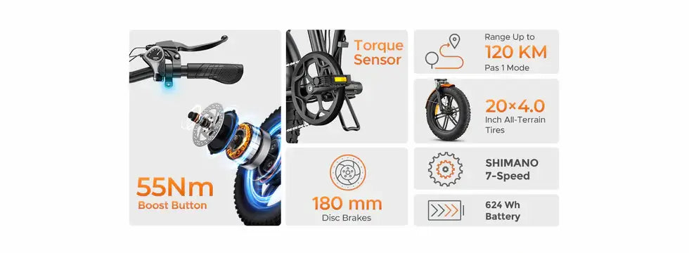 EP-2 Boost Homologada España: Bicicleta eléctrica todoterreno plegable y con boton de impulso, Motor 250 W y 120 km de autonomia