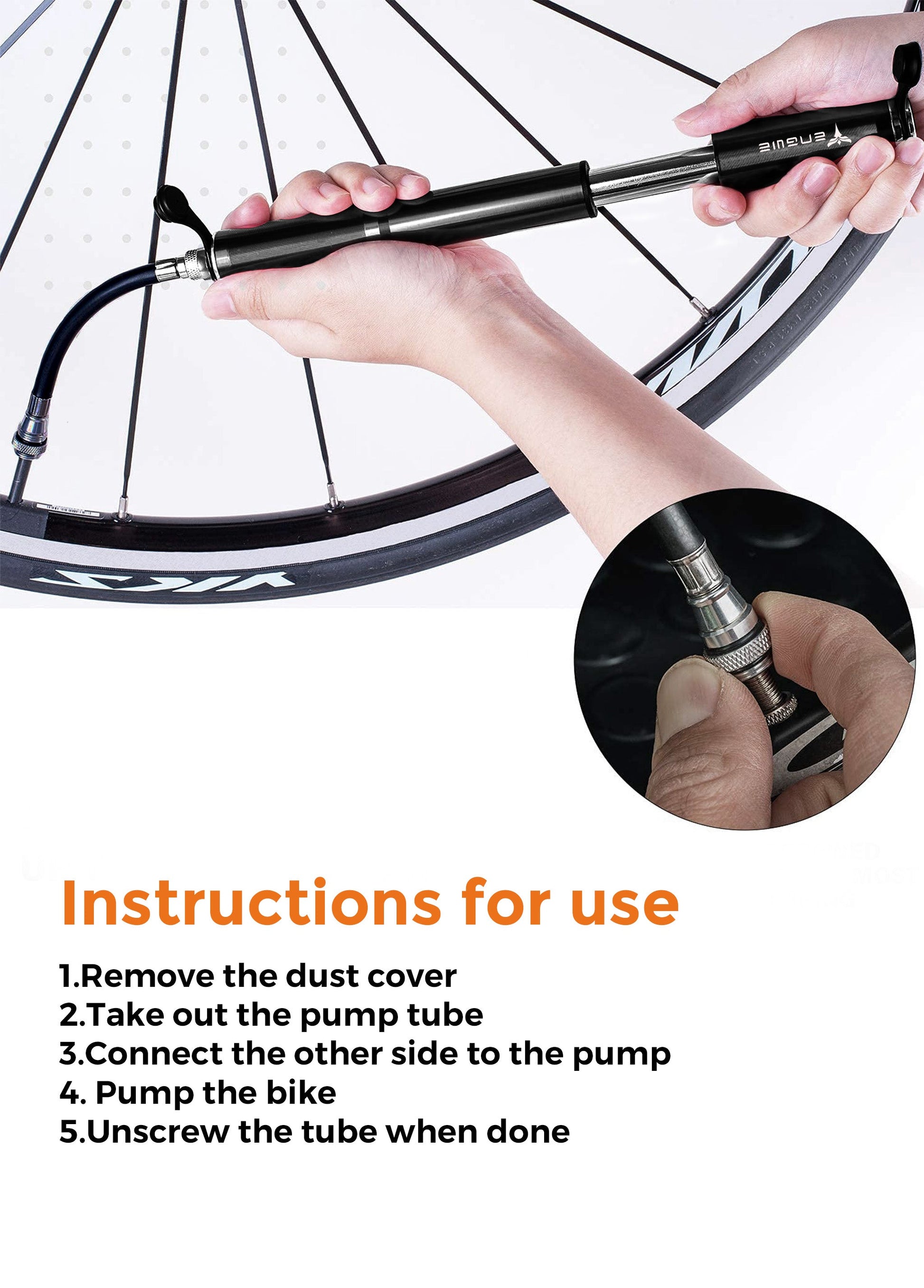 ENGWE Mini bomba de bicicleta para neumáticos de bicicleta