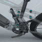 Detalle del sistema de suspensión y motor de la bicicleta Berria Mako Hybrid HPR Elite, destacando su tecnología avanzada.