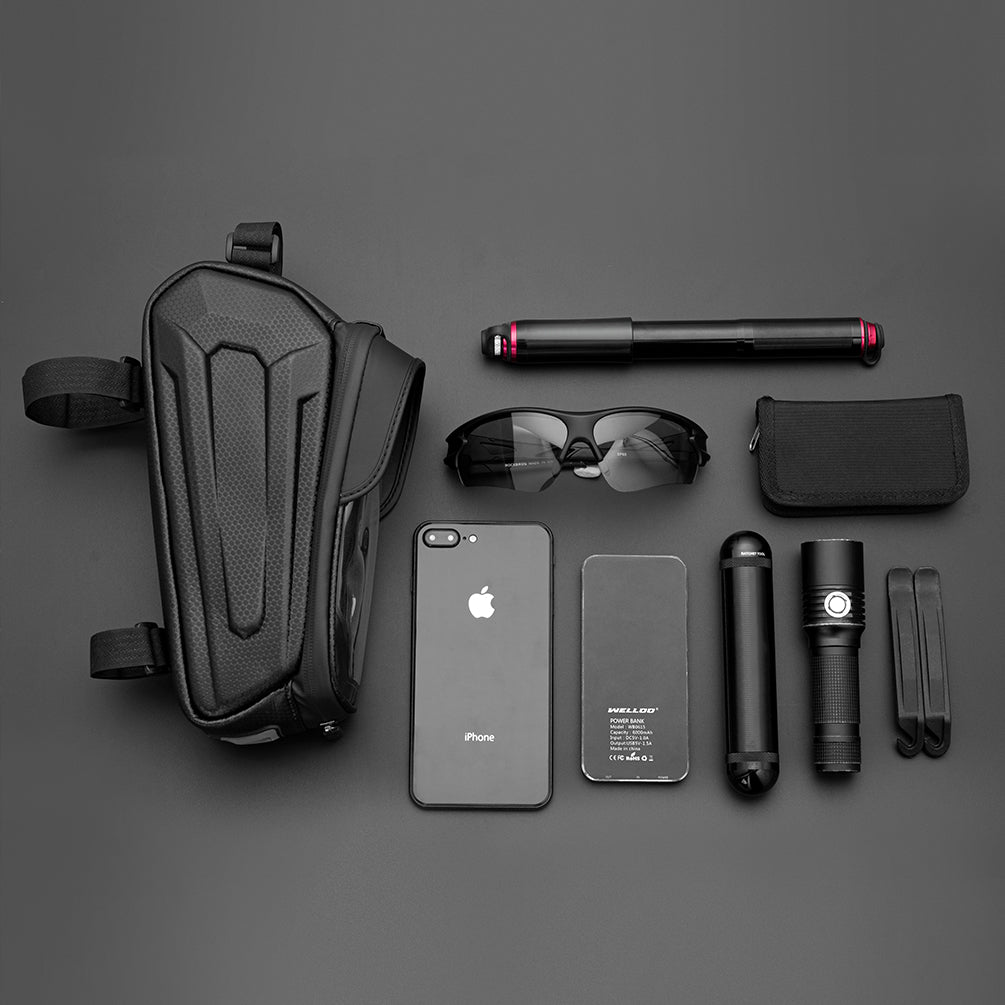 Bolsa para bicicleta, colocación de teléfono móvil, bolsa para viga delantera, bicicleta de carretera de montaña