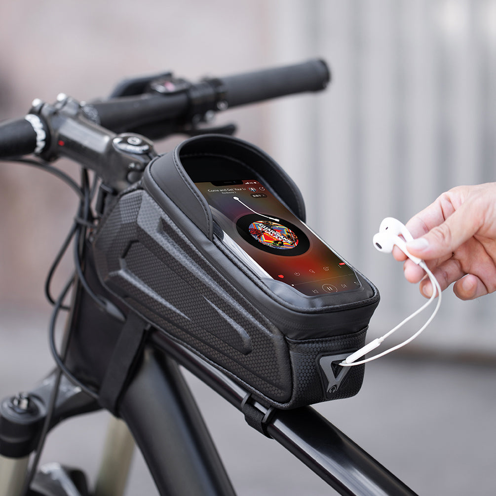 Bolsa para bicicleta, colocación de teléfono móvil, bolsa para viga delantera, bicicleta de carretera de montaña