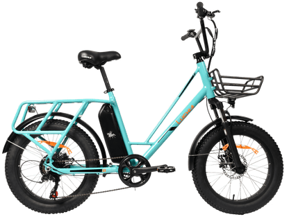 Bicicleta Eléctrica Luchia TAURO - Azul Claro, Motor 250W, Neumáticos 20*3.0, Batería 36V 10AH