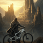 Un ciclista frente a un castillo antiguo, con la bicicleta Raymon Airok, invocando aventura y dominio del terreno.